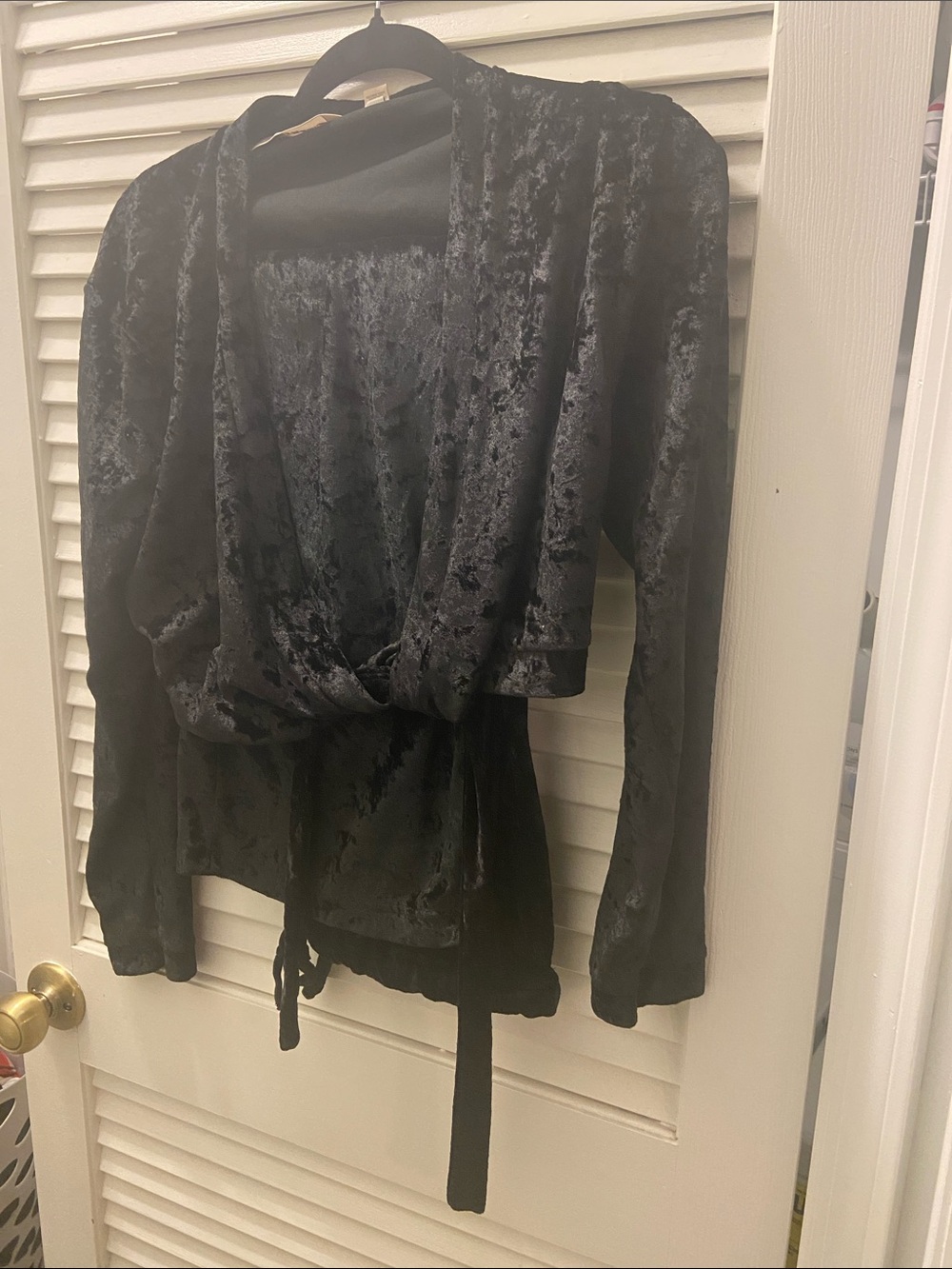 Victoria's Secret Black Velvet Wrap Pajama Top and bottoms